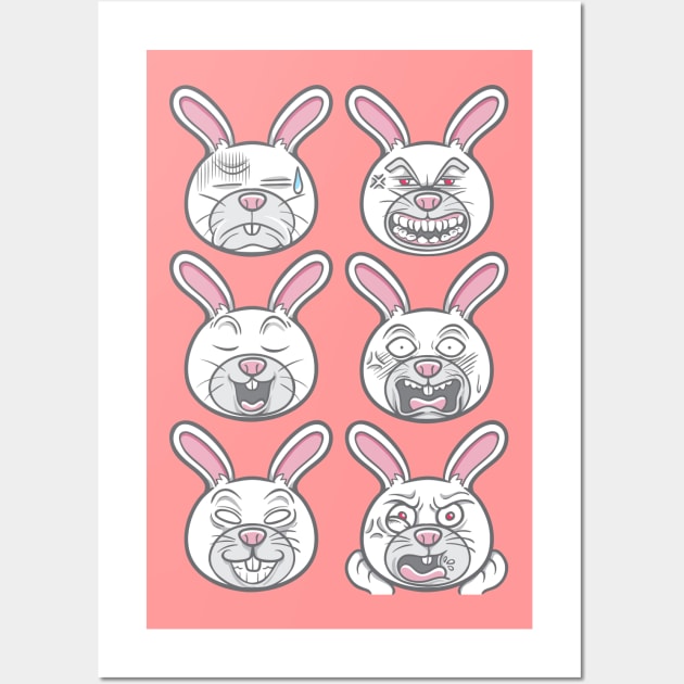 Rabbit Emoticon Wall Art by ginanperdana